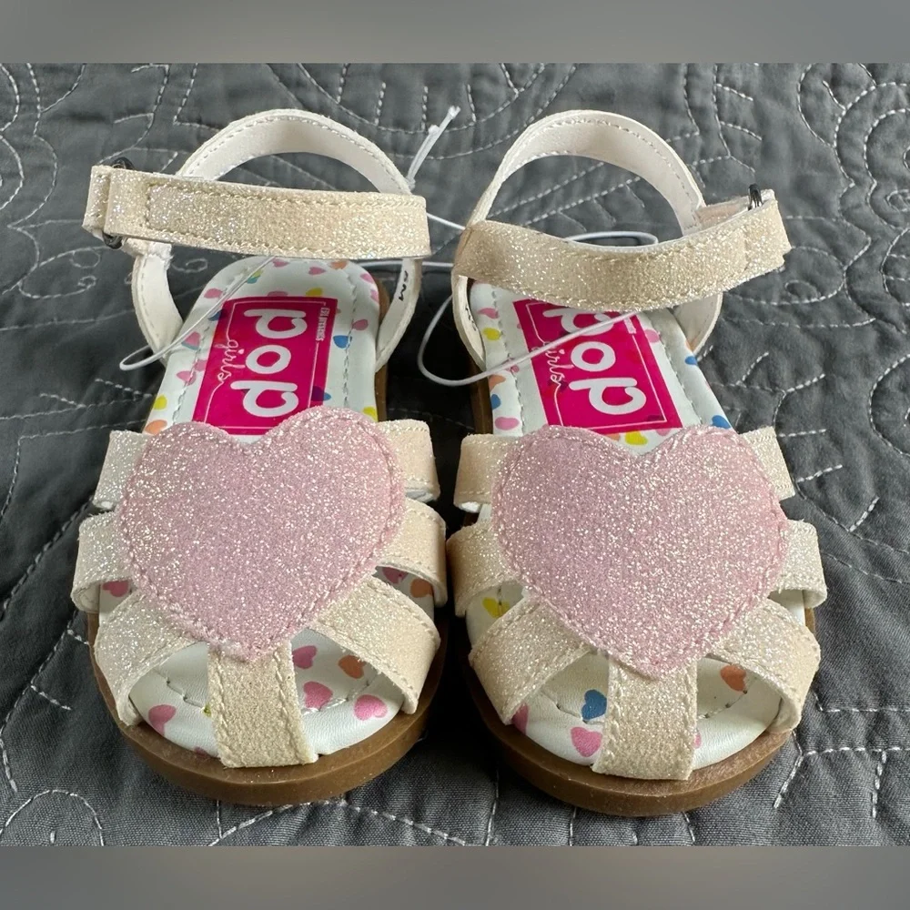 POP Toddler Girls Lil Yoselin White Pink Flat Sandals NWT Toddler Girls 5
